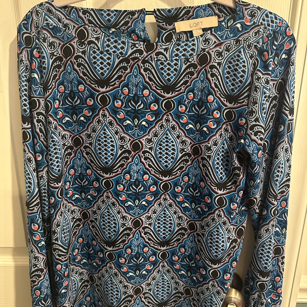 LOFT Multicolor Geometric Long Sleeve Top